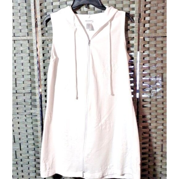 Lovely Whereabouts Swim Cover Up Hooded Sleeveless Dress White Medium zippered - Picture 5 of 16